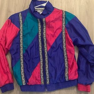 Vintage 90’s Longstreet Missy Crazy Color Block  Cut and Sewn Windbreaker  (S)
